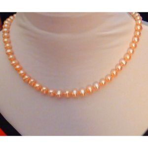 Women Pale Pink Pearl Choker Necklace 18" Teen Gift Wedding Event Prom Party